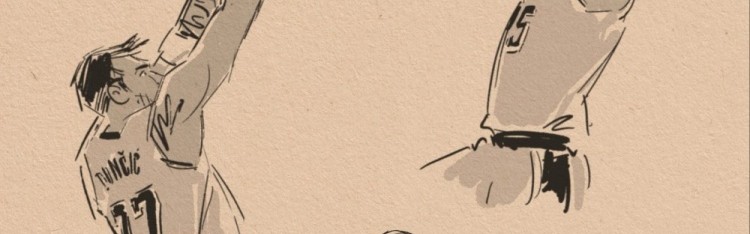 天天看球-壁纸请收藏！美漫画家晒作品 老詹鱼跃&amp;小里1+2&amp;东契奇绝平全都有